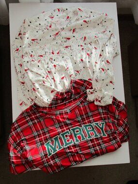 2 Holiday Nightgowns Woman Plus - cardinal birds & red plaid